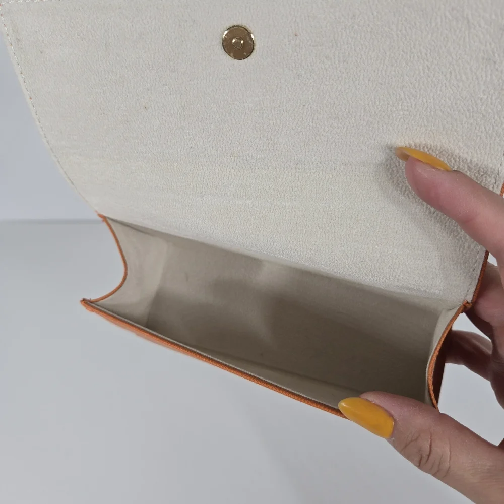 Tory‎ Burch Women's Orange Eye Glass Case EUC Designer Fashion Leather